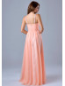 Spaghetti Straps Beaded Ruched Chiffon Elegant Long Prom Dress Spaghetti Straps Beaded Ruched Chiffon Elegant Long Prom Dress